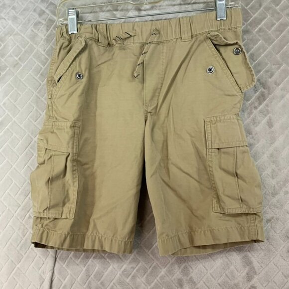 Polo Ralph Lauren Boys 12 Cargo Shorts Tan Brown Rip Stop Pull On Logo - Picture 1 of 16